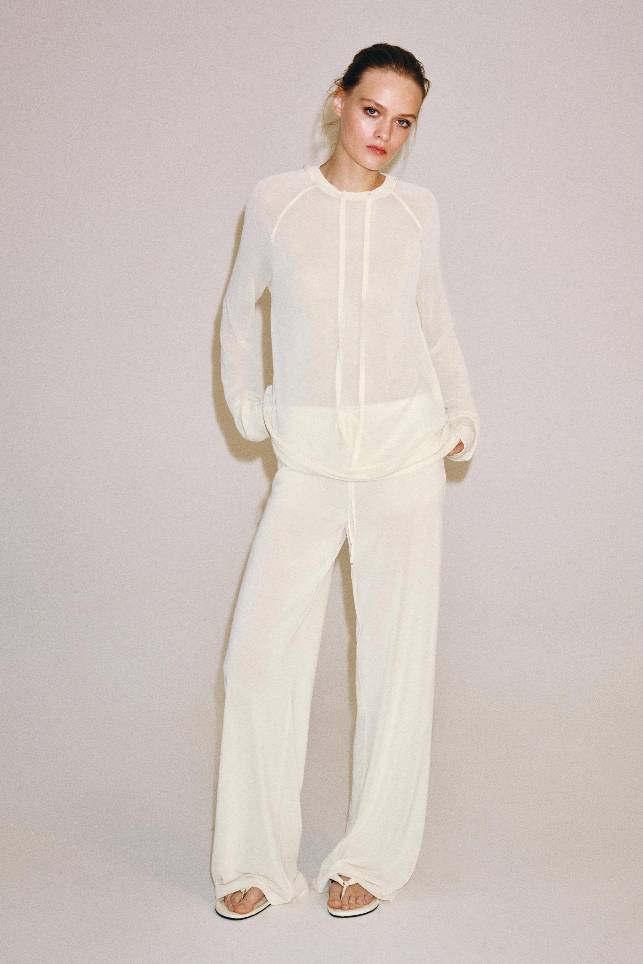 SEMI-SHEER FLOWY PANTS